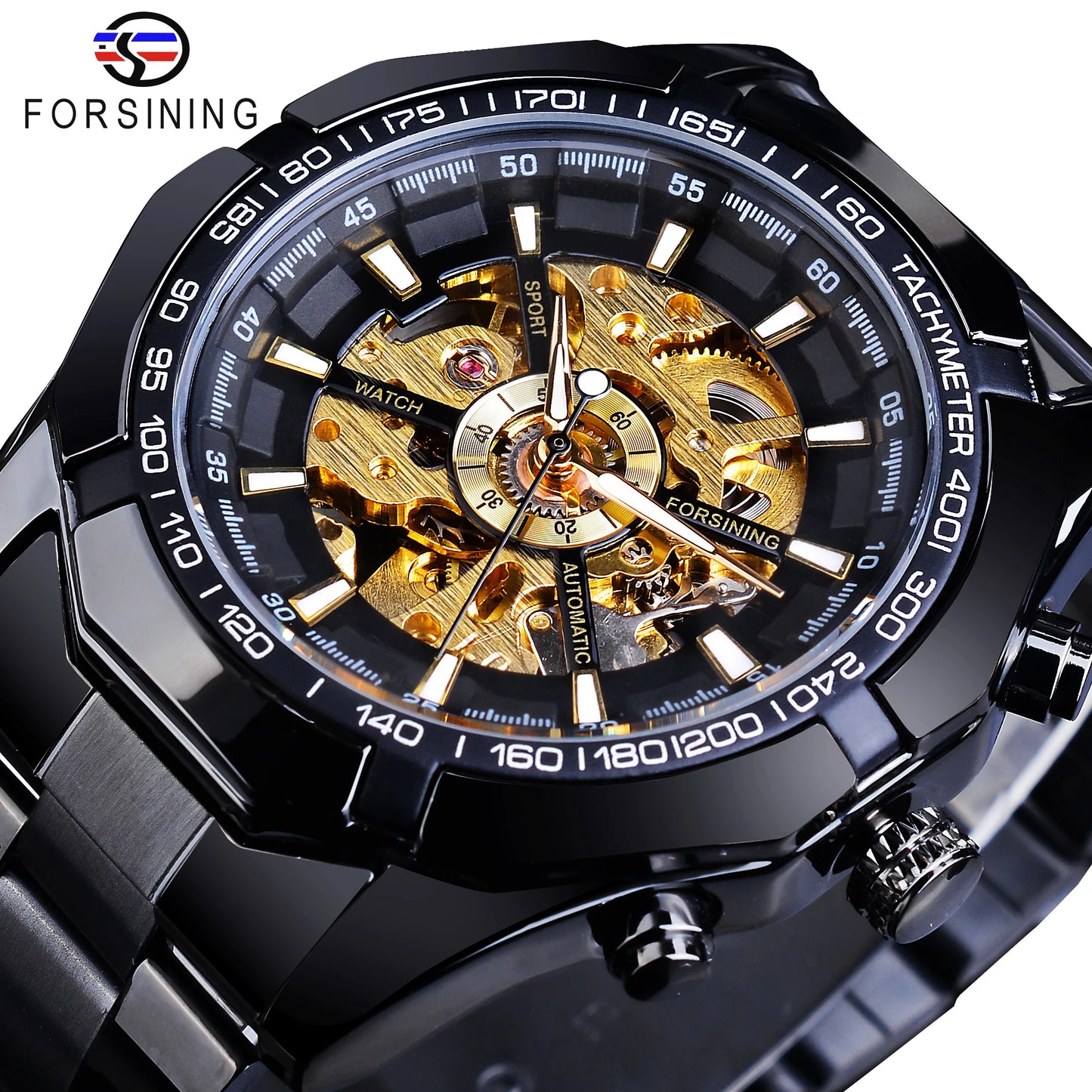 Stainless Steel Waterproof Mens Skeleton Watches