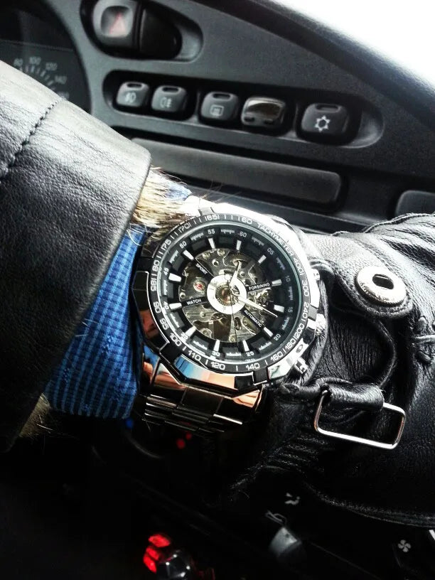 Stainless Steel Waterproof Mens Skeleton Watches