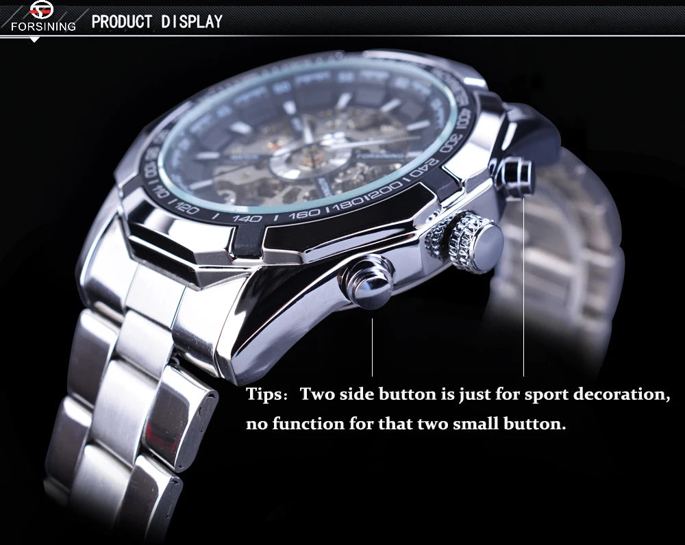 Stainless Steel Waterproof Mens Skeleton Watches