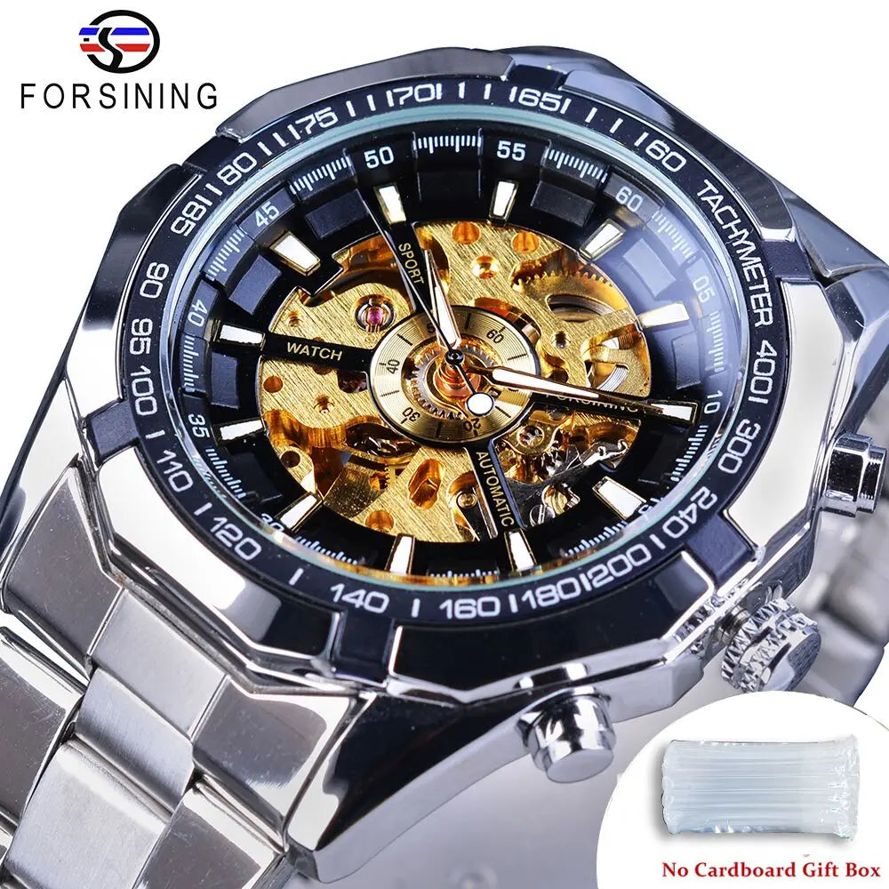 Stainless Steel Waterproof Mens Skeleton Watches