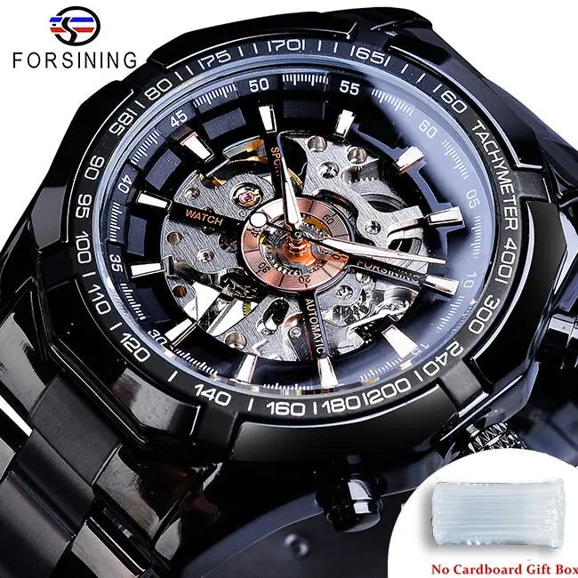 Stainless Steel Waterproof Mens Skeleton Watches