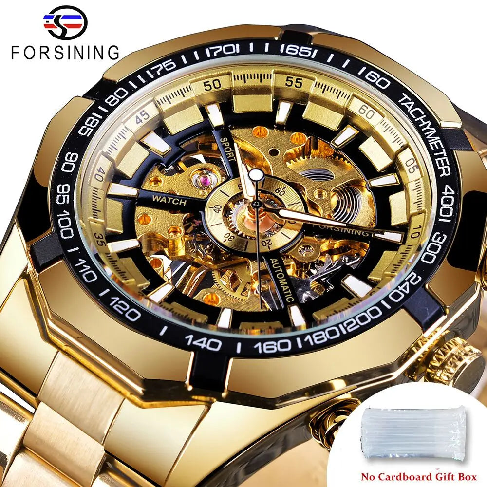 Stainless Steel Waterproof Mens Skeleton Watches
