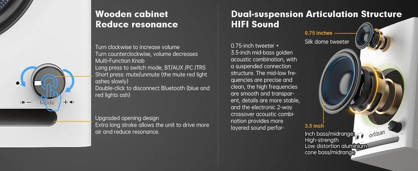 Studio Monitors, Active Monitor Speakers for Music Production, Bluetooth Computer Speakers