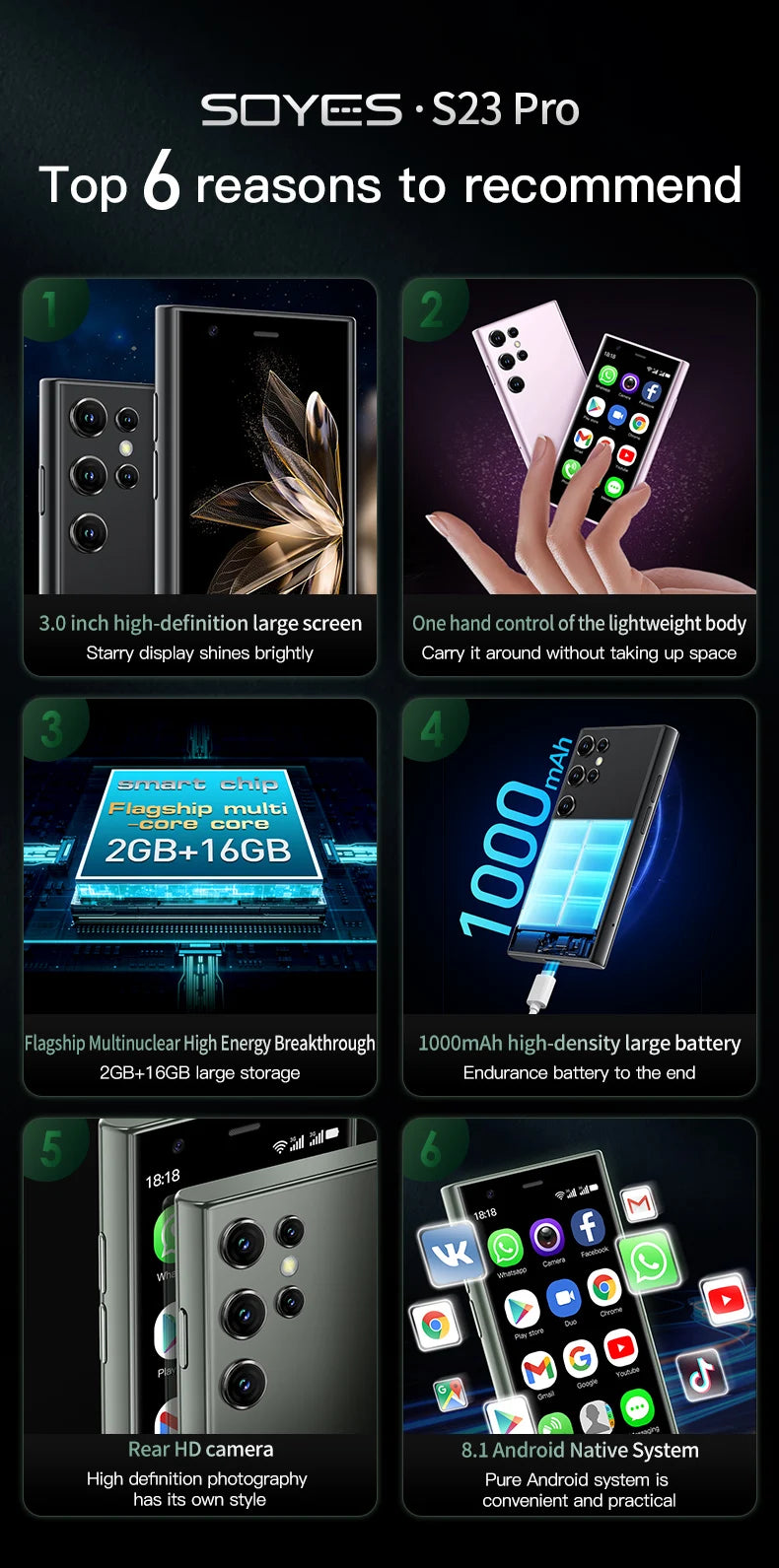 SOYES S23 Mini Smartphones Android 8.1