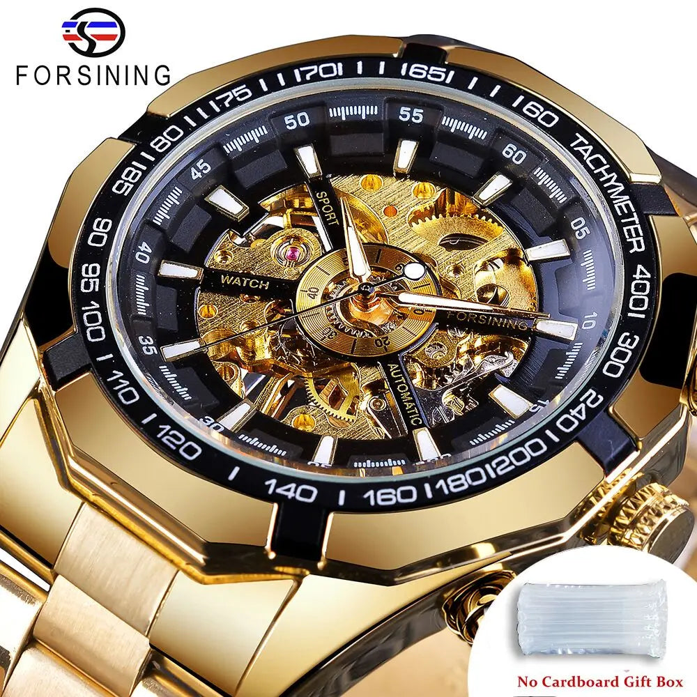 Stainless Steel Waterproof Mens Skeleton Watches