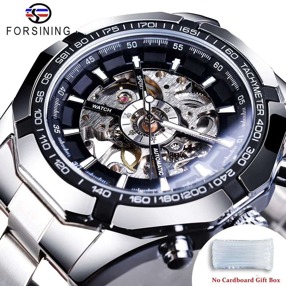 Stainless Steel Waterproof Mens Skeleton Watches