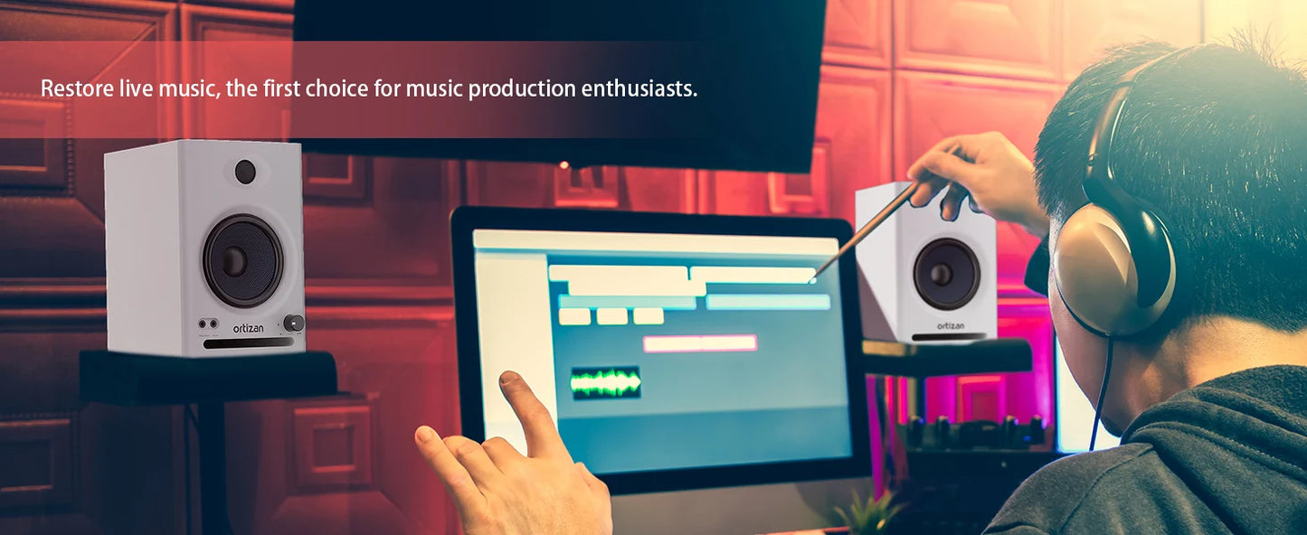 Studio Monitors, Active Monitor Speakers for Music Production, Bluetooth Computer Speakers